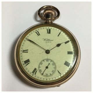 Waltham Pocket Watch - Full Hunter Gold Plated Antique Watch With Dennison Case