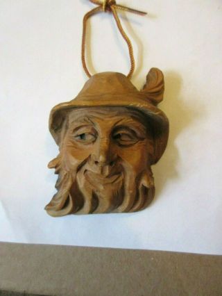 Vintage German Holzkuntst (wood Art) Hand Carved Wood Sculpture / Bearded Man