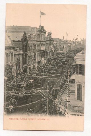Vintage Postcard Adelaide Rundle Street Decorated S.  A 1900s