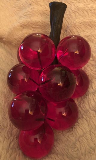 Mid Century Modern Lucite Acrylic Grapes Cluster Retro Magenta Pink Vintage
