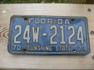 1970 70 1971 71 Florida Fl License Plate 24w - 2124 St Lucie County Tag