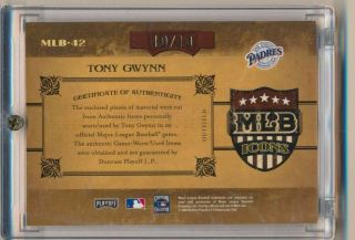 2005 PLAYOFF PRIME CUTS TONY GWYNN MLB - 42 PANTS/JERSEY BAT AUTO 10/10 TG471 2