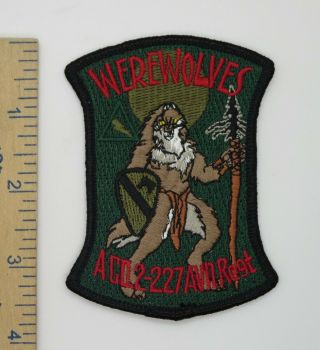 Us Army 2 - 227 Aviation A Co.  Werewolves 1st Cavalry Patch Vintage