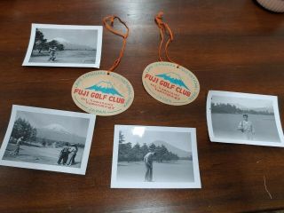 Golf Bag Tag Fuji Golf Club 2 Vintage Yamanaka Mt.  Fuji.  Occupied Japan 1950 