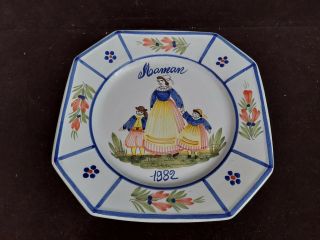 Vintage Henriot Quimper France Pottery 1982 Mamam Mothers Day Plate