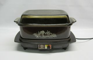 Vtg West Bend Electric Slow Cooker Brown 4 Quart Automatic Glass Lid