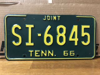 Vintage 1966 Tennessee Joint License Plate