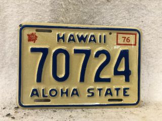 Vintage 1976 Hawaii Motorcycle License Plate With Envelope