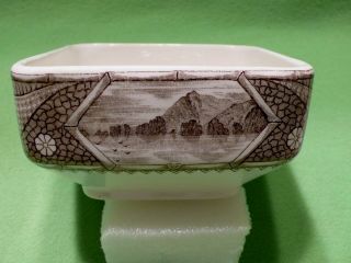 Antique G W TURNERS & Sons TUNSTALL Phileau square covered serving dish.  Brown Wh 3
