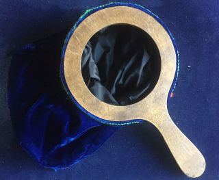 Vintage Magic Trick Apparatus One Handed Zippered Blue Velvet Change Bag