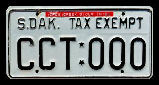 South Dakota Indian Sample License Plate " Cct 000 " Crow Creek Sioux Tribe Sd