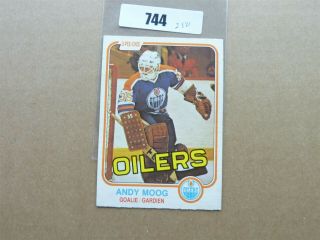 Vintage Hockey Card O P C 1981 Andy Moog Rokkie Card Edmonton Oiler No744