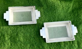 Art Deco Sterling Silver Butter Dishes With Glass Liners - Sheffield 1938