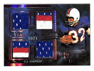 2020 Leaf In The Game Oj Simpson 1/4 Quad Patch Relic Card Bills