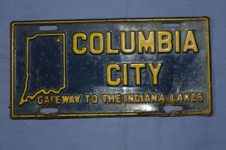Vintage Columbia City Indiana License Plate Gateway To Indiana Lakes