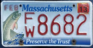 2013 Massachusetts Wildlife Trout Preserve The Trust Graphic License Plate