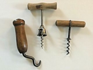 Three Vintage Tools.  2 Corkscrews And A Wire Twister With Rotating Handle