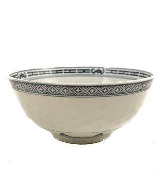Vintage Blue White Rice Grain Ware 6 " Bowl W/flower Tienshan Chinese Porcelain