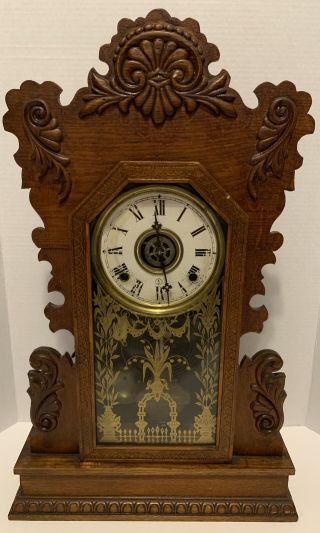 Antique,  American Wm.  Gilbert Oak Mantle Clock Citizen No.  18,  1890’s