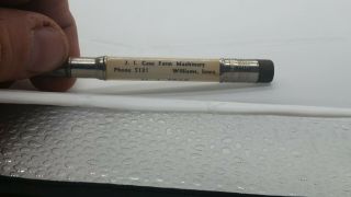 Vintage " H.  J.  Fear Hardware & Impl. ,  J.  I.  Case.  Williams,  Iowa " Bullet Pencil