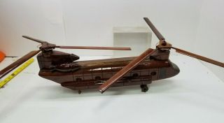 Vintage Chinook Handcrafted Helicopter Model Wood Display Desk Model