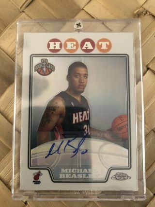 Michael Beasley 2008 - 09 Topps Chrome Refractor Autograph Auto Rookie Rc / 145