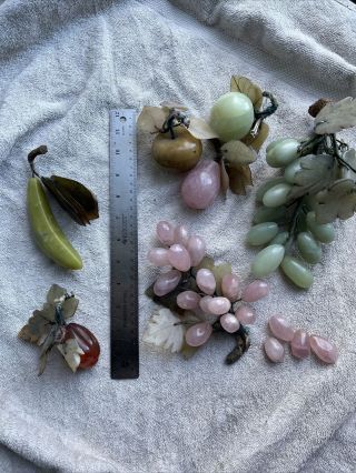 Rose Quartz Agate,  Serpentine,  Grapes,  Apples,  Banana,  Pear Semi - Precious Fruit