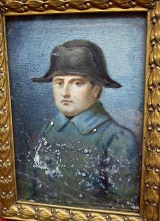 Antique French Miniature Portrait Of Napoleon Signed Pierre In Frame 2