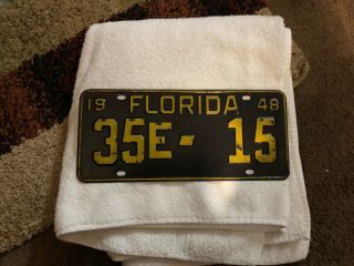 Vintage 1948 Florida License Plate,  " 35e - 15 ",  For A 71 Years