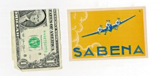 Sabena Airlines Baggage Label Sticker 1930 