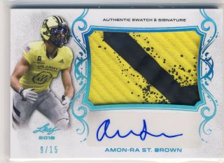 Amon - Ra St Brown 2018 Leaf Army All American Patch /15 Auto Usc Wr