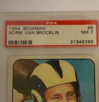 1954 Bowman Football Norm Van Brocklin 8 PSA 7 2