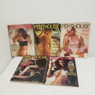 1974 Penthouse Magazines 5 Issues Vintage March,  May,  Aug,  Oct,  Dec