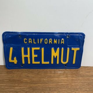 Vintage California License Plate Blue Yellow No Year 4helmut Vanity Plate