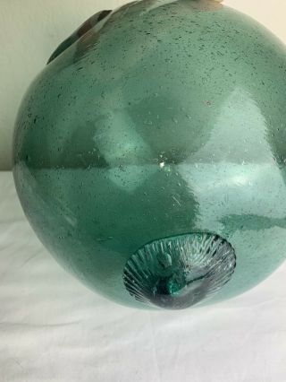 Vintage 9.  5” Large Japanese Green Blown Glass Fishing Float Ball