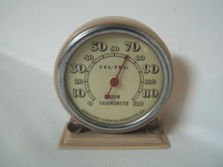 Vintage Metal Tel - Tru Room Thermometer Germanow Simon Rochester Ny Desk Or Wall