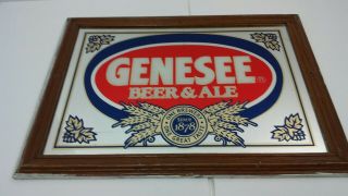 Vintage Genesee Beer & Ale One Brewary Since 1878 Mirror Wood Frame Sign