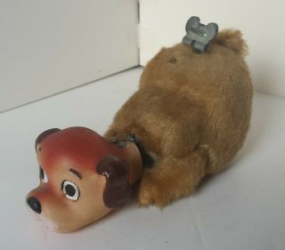 Vintage Japan Small Wind Up Toy Dog Fur,  Plastic,  Tin (267)