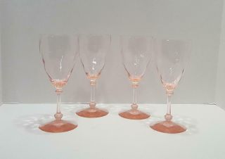 Antique Pink Depression Wine Glasses Old Dominion Pattern Set Of 4