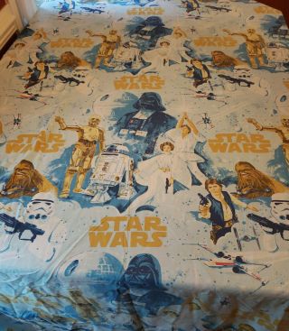 Vtg 1977 Star Wars Twin Flat Sheet By Bibb Usa Made Hard To Find