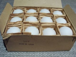 Box Of 12 Vintage Japan C - 7 White Round Christmas Tree Lights Unusual Work