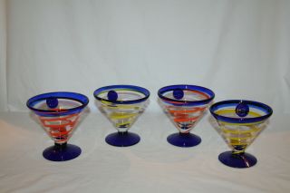 Set Of 4 Royal Caribbean Cruise Line Kosta Boda Swirl Martini Glasses