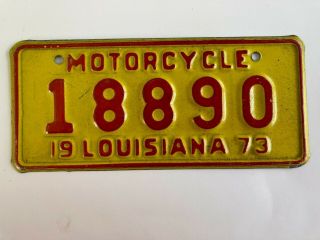 1973 Louisiana Motorcycle License Plate All Harley Honda Yamaha