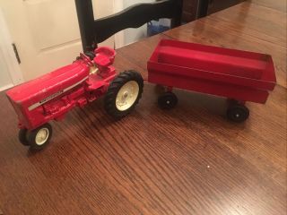Vintage Ertl International Ih Tractor W Trailer Red Die Cast Farm Toy 1/16 Scale