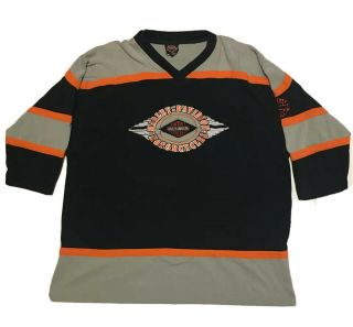Vintage Harley Davidson Hockey Jersey Shirt Xxl 3/4 Sleeve Clarksville Appleton