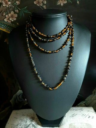 Vintage Art Deco Amber Glass Bead Necklace 70 