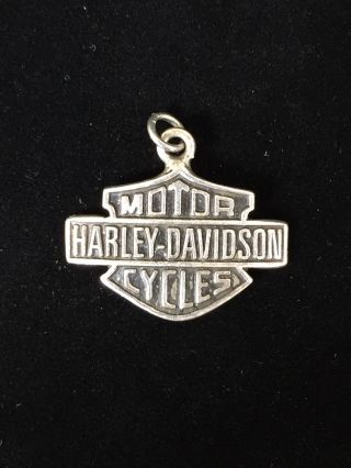 Vintage Sterling Silver Harley Davidson Motorcycle Pendant Charm Crest Logo