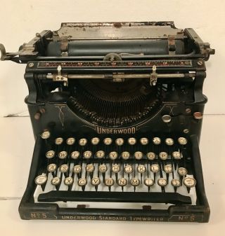 Vintage Underwood Number No.  5 Antique Typewriter Ser.  309558 - 1910