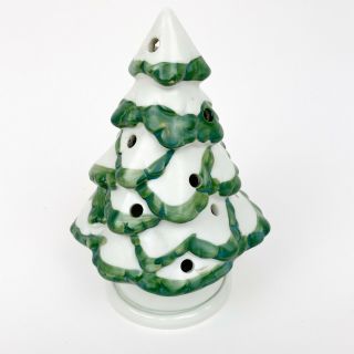 Vintage Hand Painted Fitz Floyd Porcelain Christmas Tree Candle Holder Japan Ff