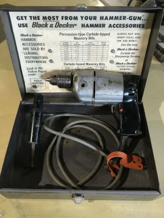 Vintage Black & Decker Heavy Duty Hammer Drill W/ Box - &
